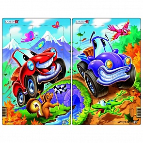 Пазл – Машины, 12 деталей, 2 вида (Larsen, U6)